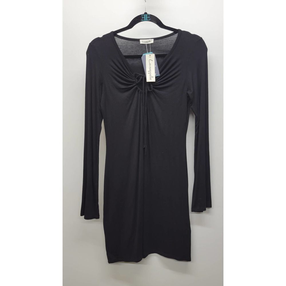 Loveappella Black Long Sleeve Mini Dress
